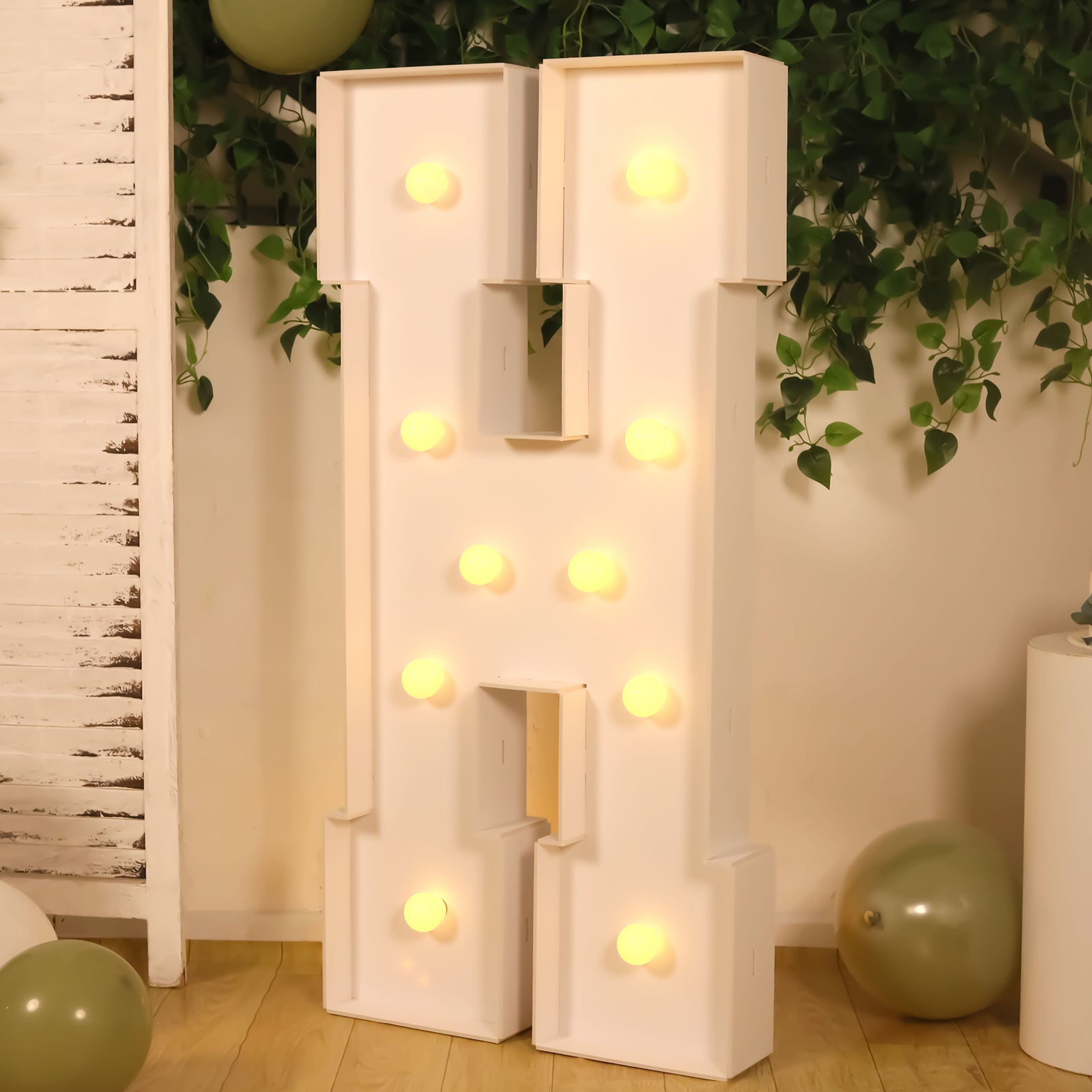 Giant LED Marquee Light Up Letter "H", White 4ft Pre-Cut Foam Board with 10 Warm White Battery Operated LEDs, Glue Gun and Sticks