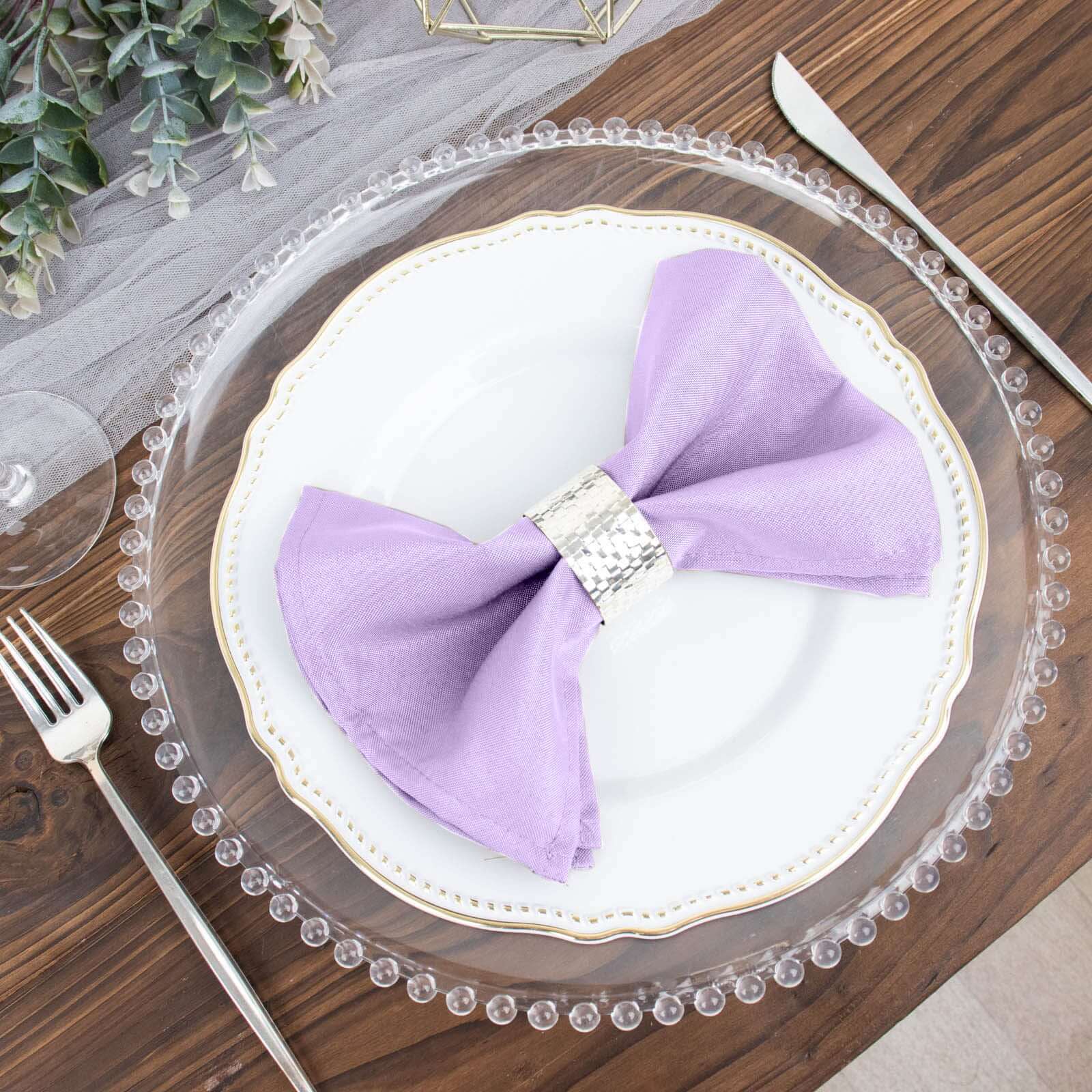 5 Pack Polyester 17"x17" Napkins Lavender Lilac - Durable & Wrinkle Resistant Dinner Napkins