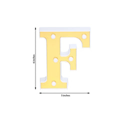 3D Marquee Letter "F" Warm White 5 LED Lights Gold - Chic Light-Up Decor for Events 6"