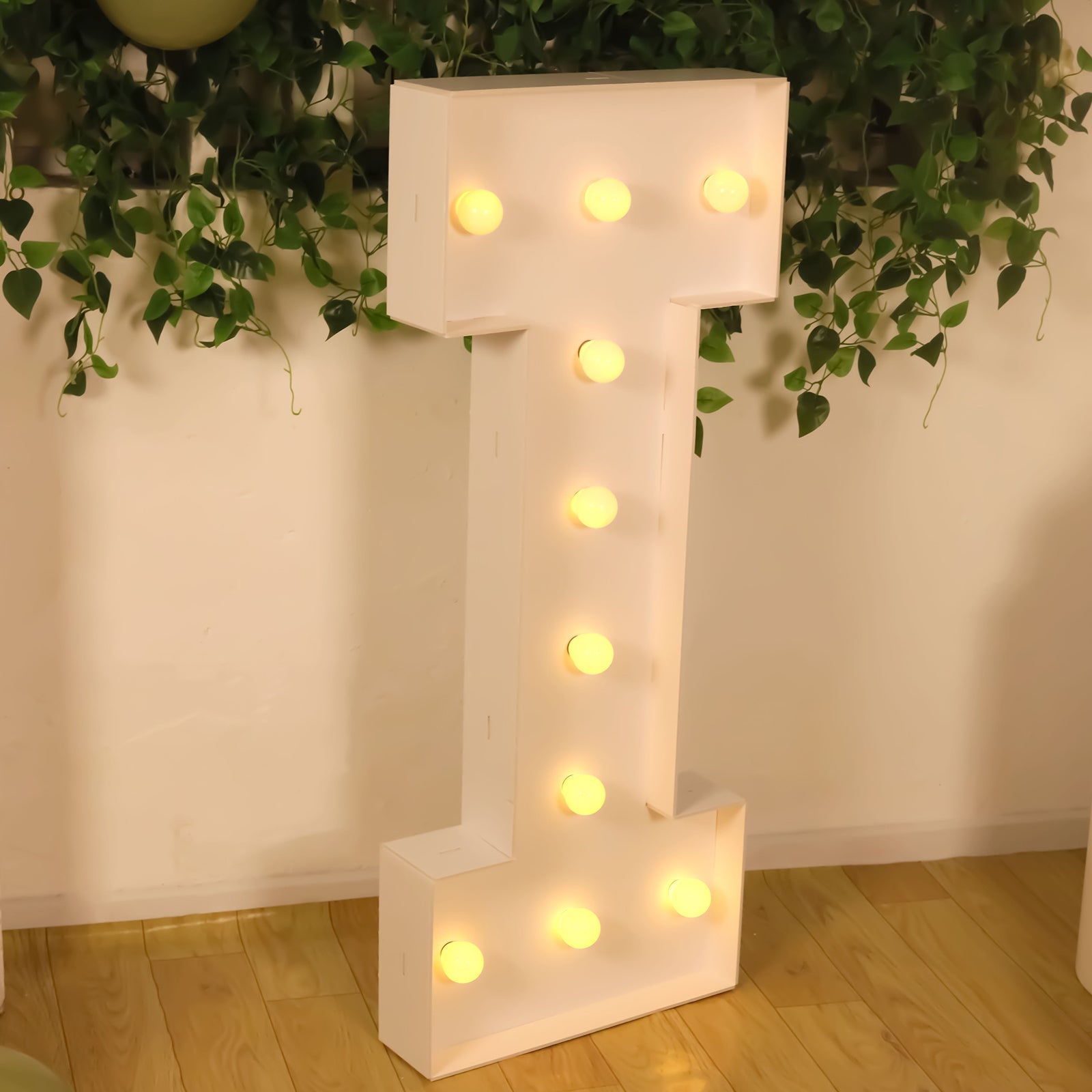 Giant LED Marquee Light Up Letter "I", White 4ft Pre-Cut Foam Board with 10 Warm White Battery Operated LEDs, Glue Gun and Sticks
