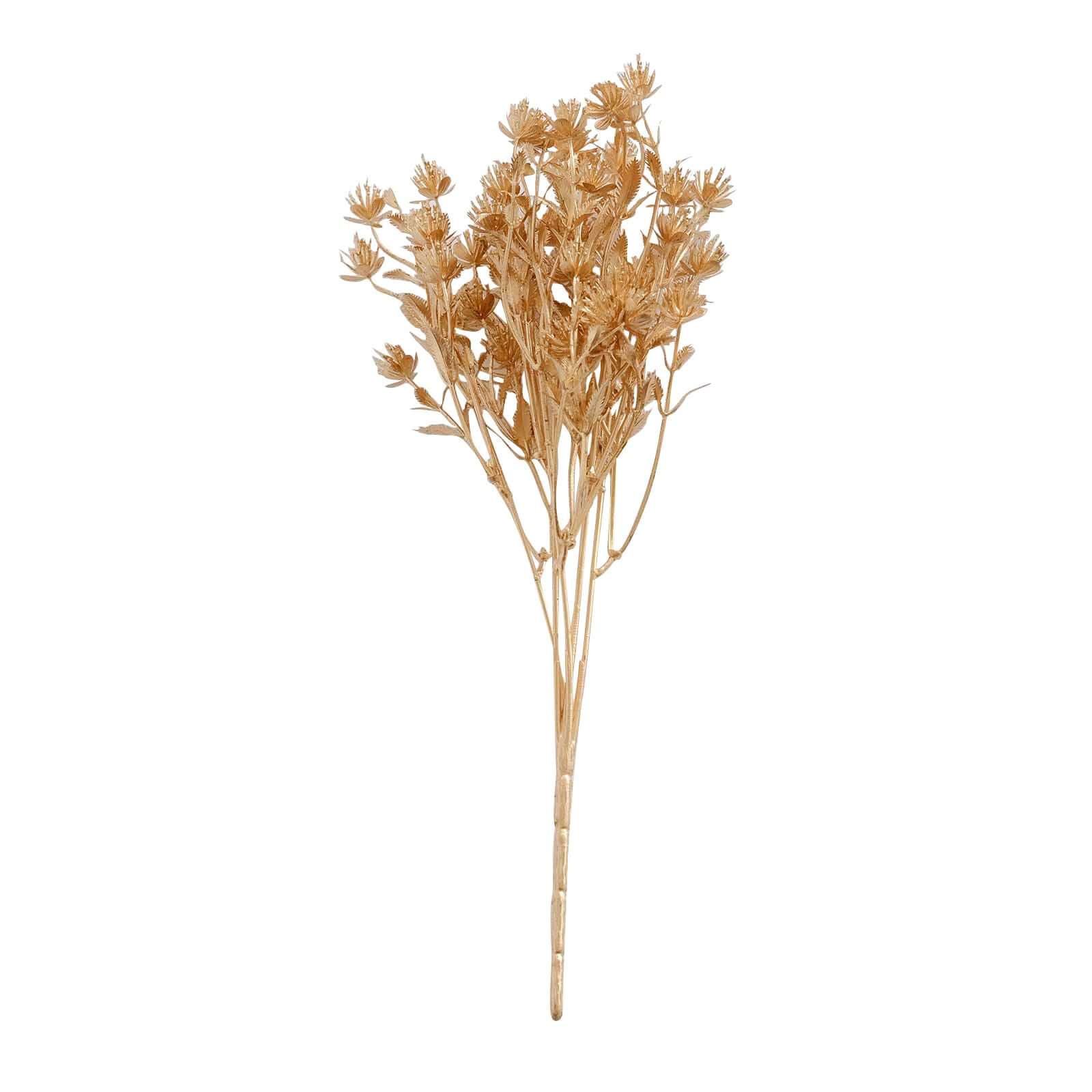 4-Pack Artificial Baby's Breath Flower Bouquet Metallic Gold - Decorative Faux Gypsophila Floral Bush Bouquet Fillers for Stunning Event Decor & Centerpieces 13"