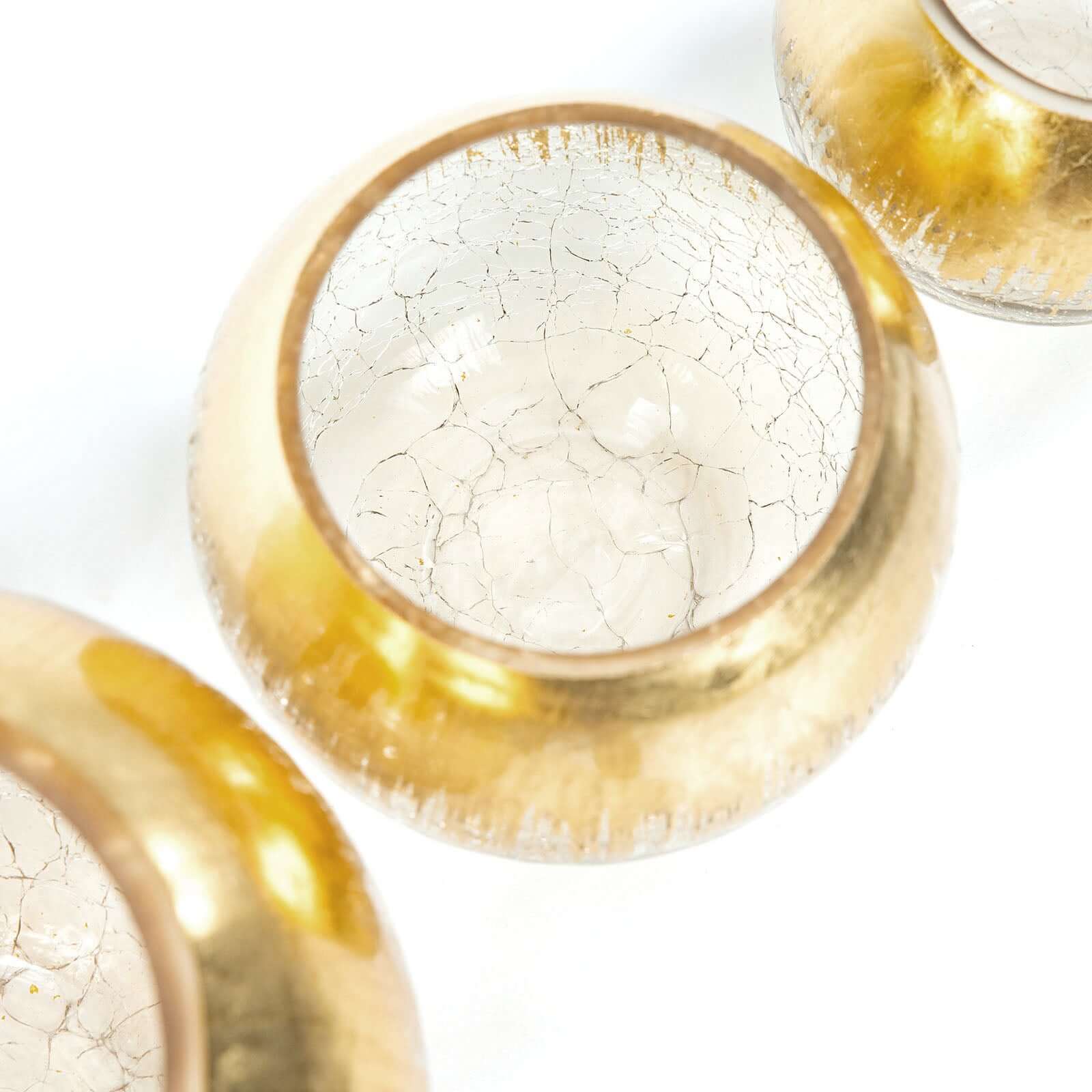 Glass Flower Vase Gold Foiled Crackle Bubble - Decorative Floral Centerpiece for Tables 6"