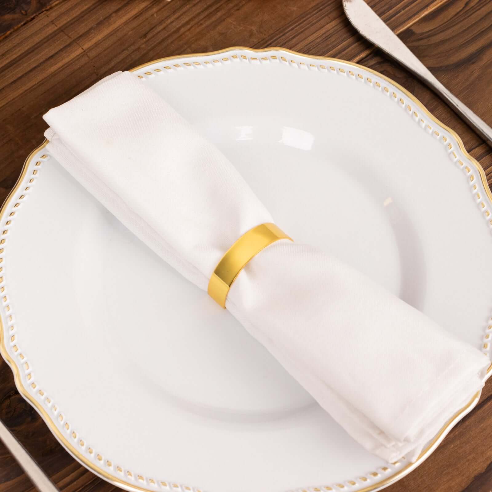 4 Pack 2" Shiny Gold Metal Semicircle Napkin Rings, D-Shaped Serviette Buckle Napkin Holders