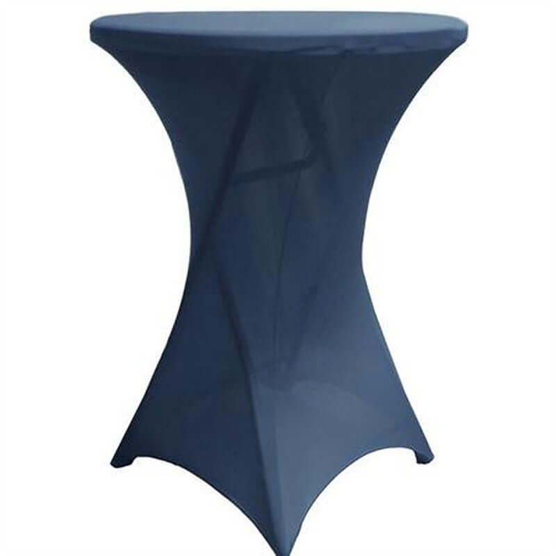 Spandex 24"-32" Round Cocktail Table Cover Navy Blue - Easy to Maintain Stretch Fitted Highboy Tablecloth