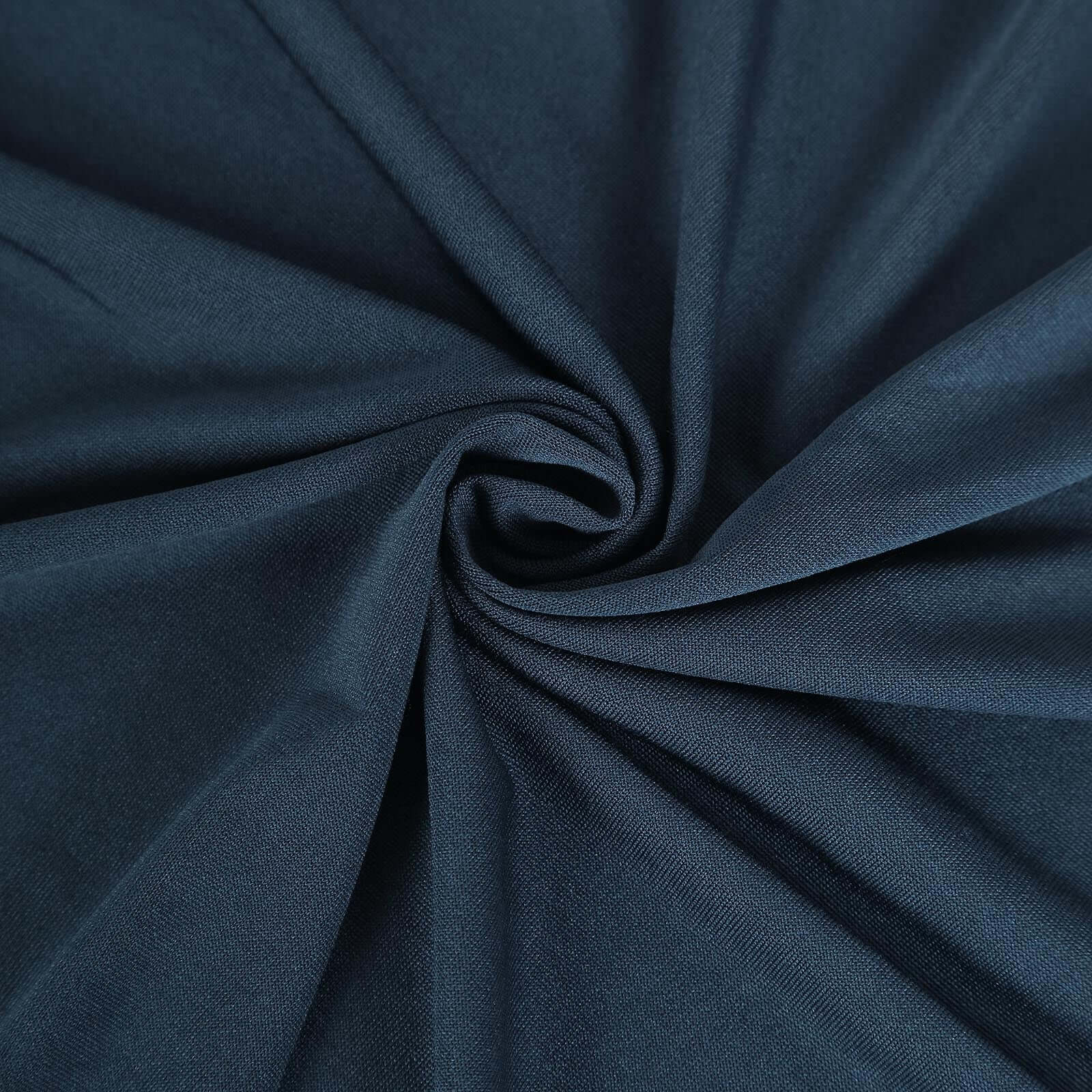Stretch Spandex 96"x30" Rectangle Table Cover Navy Blue with Curved Open Back Design Tailored Professional Look