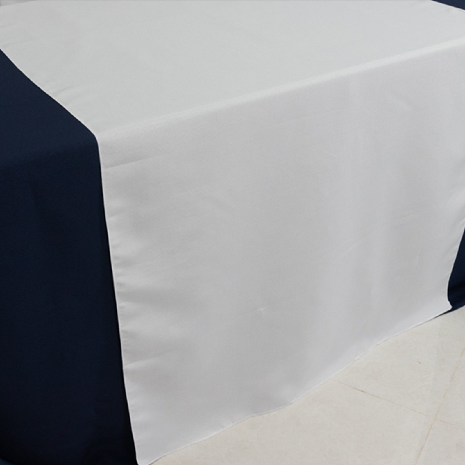 Wide Polyester 36"x72" Table Runner White - Durable Trade Show Table Linen