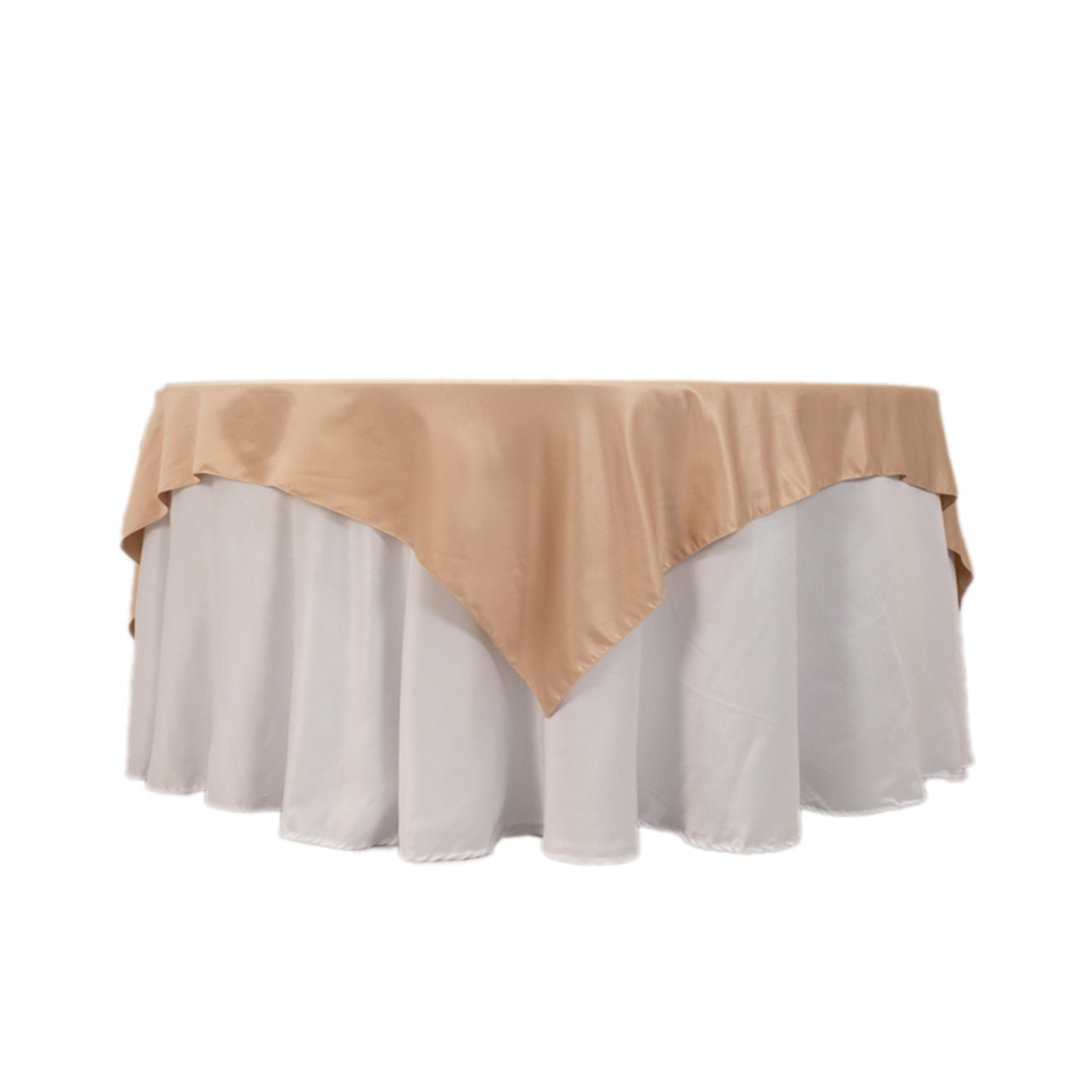 Lamour Satin 72"x72" Table Overlay Square Tablecloth Nude - Smooth Finish Table Topper
