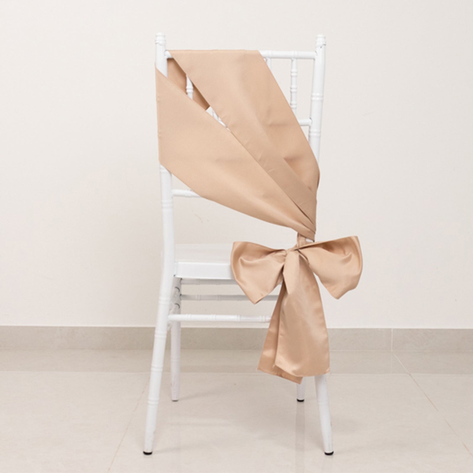 5 Pack Lamour Satin 6"x106" Chair Sashes Nude - Stylish Reusable Decorative Bows