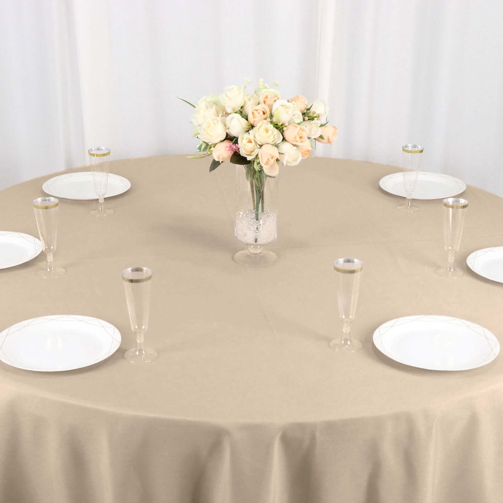 Polyester 108" Round Tablecloth Nude - Wrinkle-Resistant Table Cover