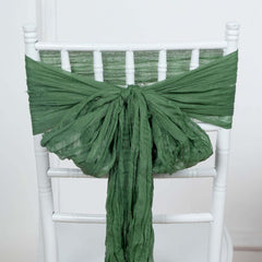 5 Pack Cheesecloth Gauze 16"x88" Chair Sashes Olive Green - Boho Chair Decorations
