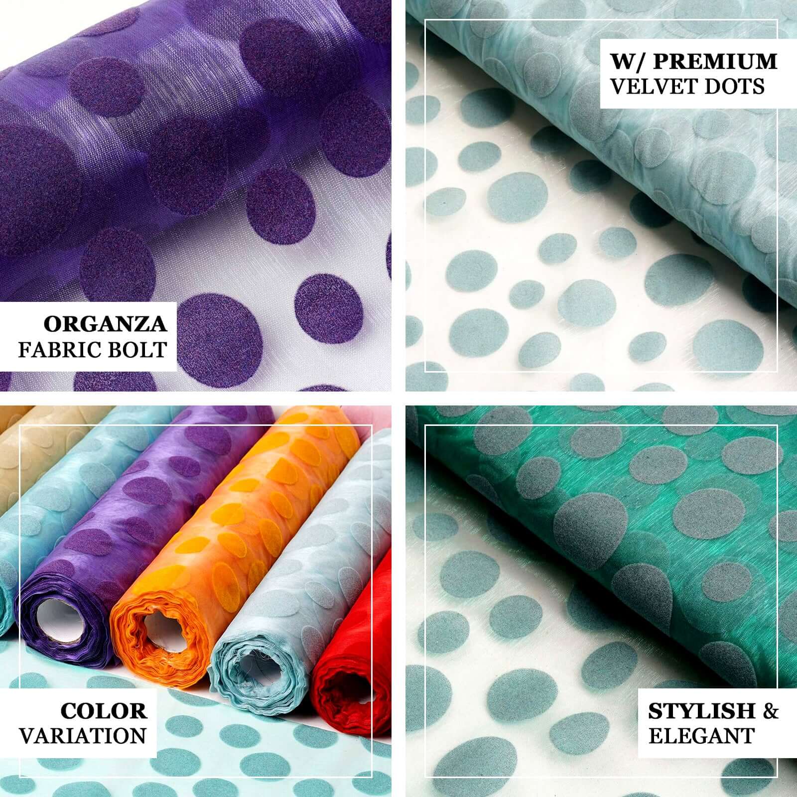 12"x10 Yards Hunter Emerald Green Premium Organza With Velvet Dots Fabric Bolt, DIY Craft Fabric Roll
