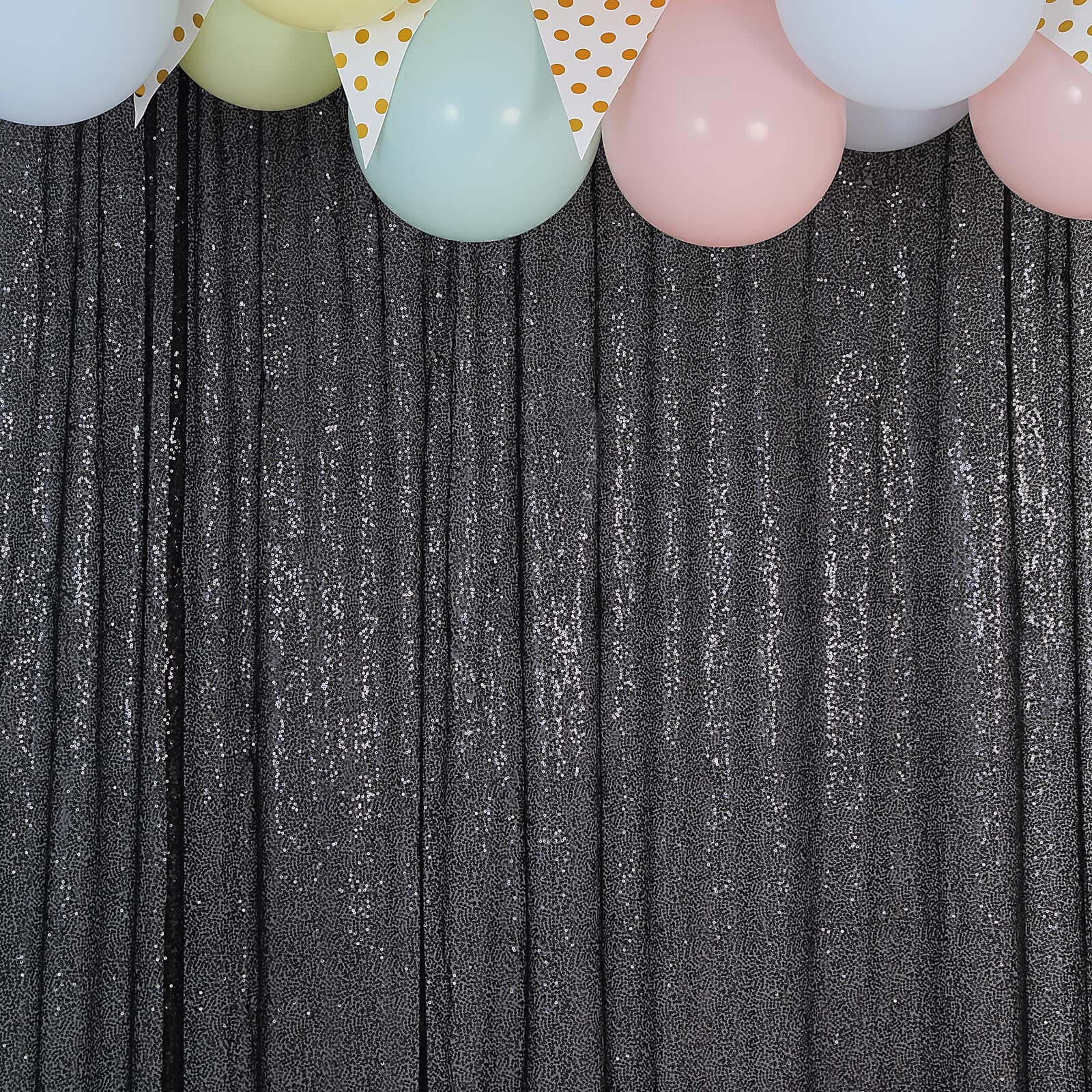 8ftx8ft Black Sequin Event Curtain Drapes, Backdrop Event Panel