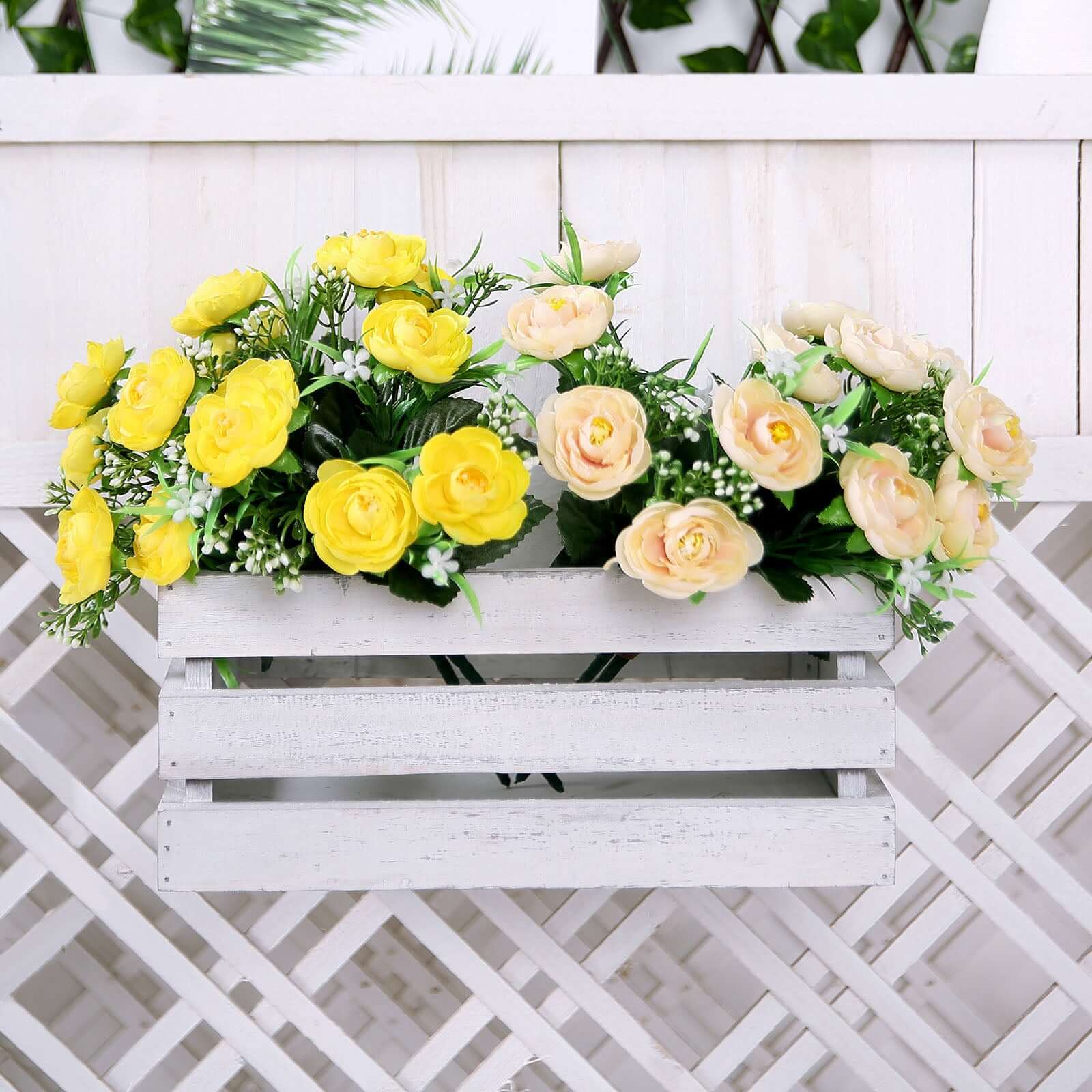 4 Bushes Cream Artificial Silk Peony Flower Bouquet Arrangement