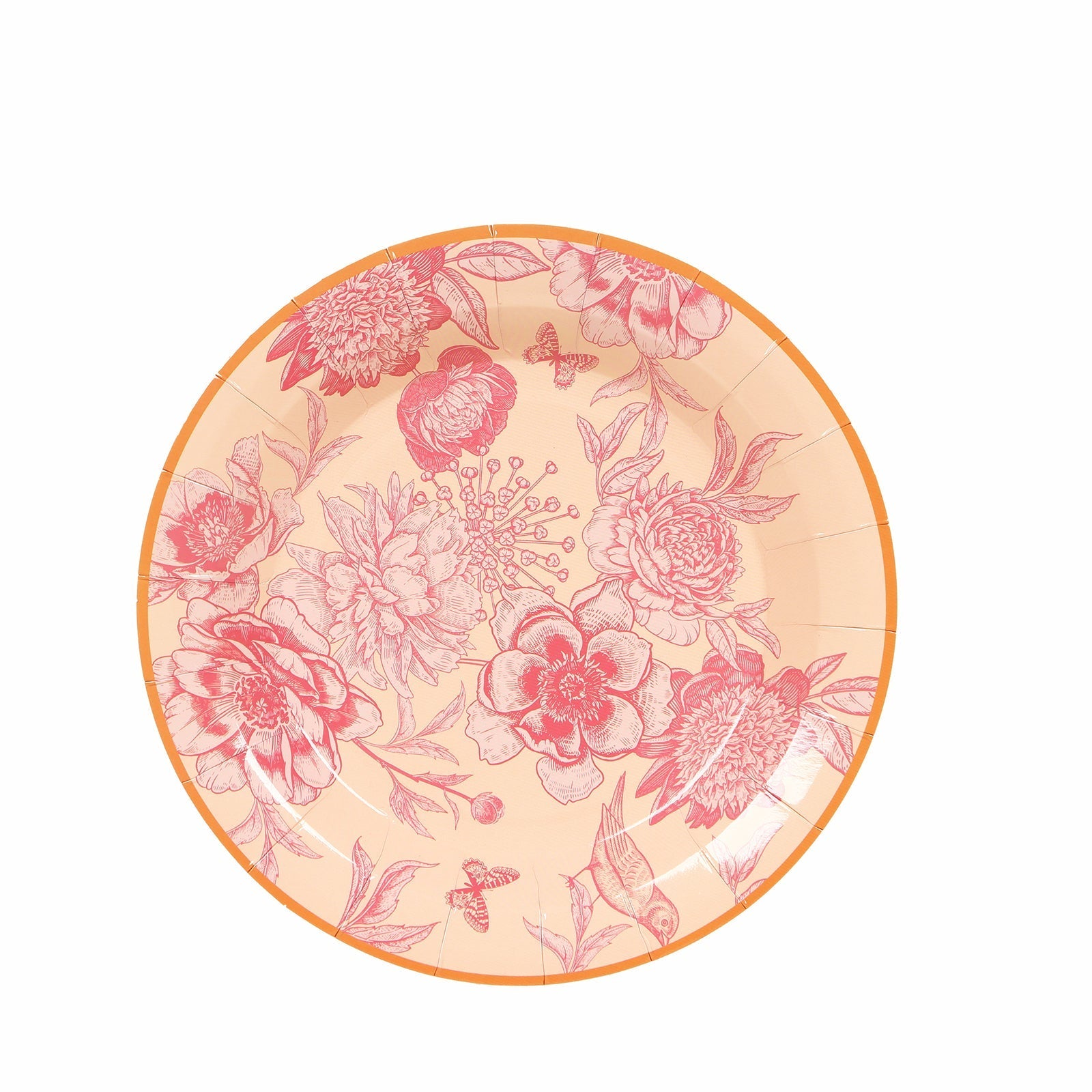 50-Pack Paper Round Dessert and Dinner Plates in Dusty Rose Spring Floral Print with Gold Rim - Heavy Duty Disposable Party Plates Set for Classy Table Decor 7", 9"
