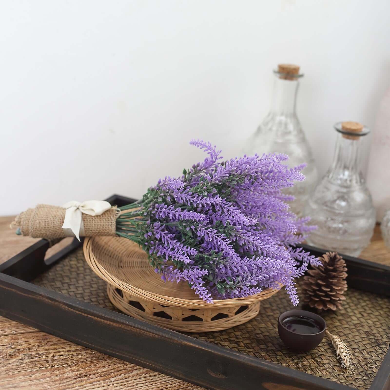 4 Bushes 14" Artificial Lavender Lilac Flower Plant Stems Greenery Bouquet