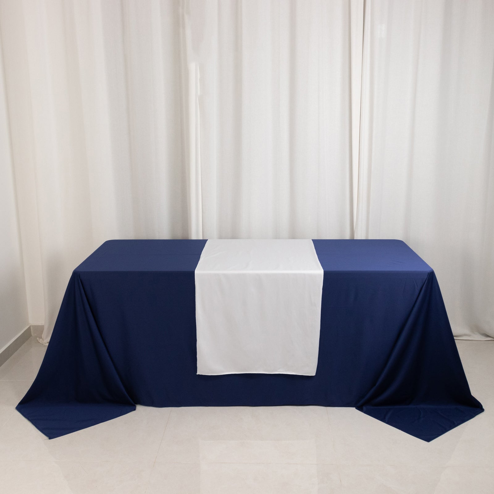 Wide Polyester 24"x72" Table Runner White - Durable Trade Show Table Linen