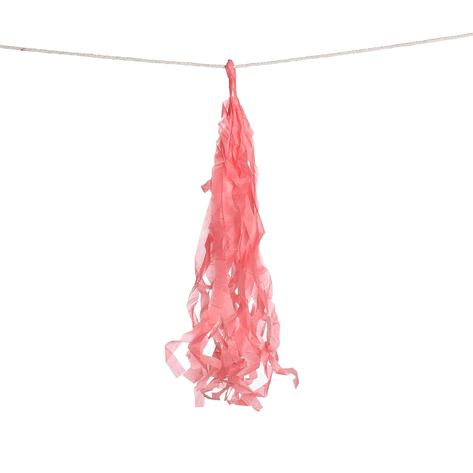 12 Pack Pre-Tied Coral Tissue Paper Tassel Garland With String, Hanging Fringe Party Streamer Backdrop Decor