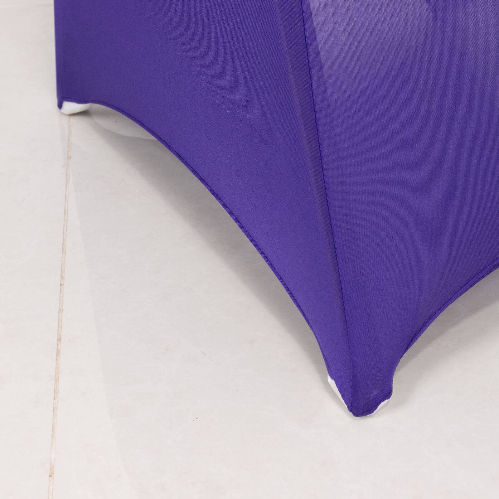 Spandex Chair Cover with Purple Rhinestone Buckled Sash Band Blush - Stretch Fitted Slipcover
