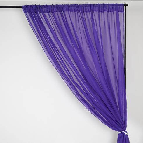 2 Pack Purple Sheer Chiffon Event Curtain Drapes, Durable Flame Resistant Premium Organza Backdrop Event Panels With Rod Pockets - 10ftx10ft