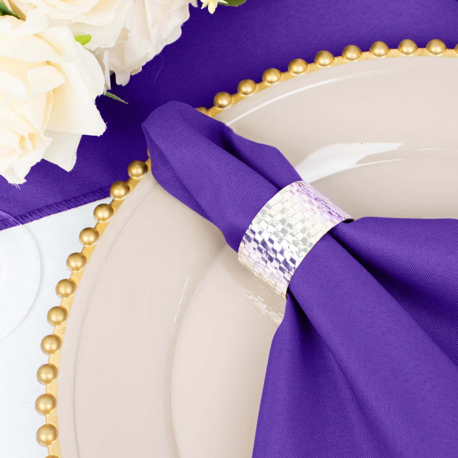 5 Pack Polyester 20"x20" Napkins Purple - Wrinkle Resistant & Easy Care Cloth Napkins