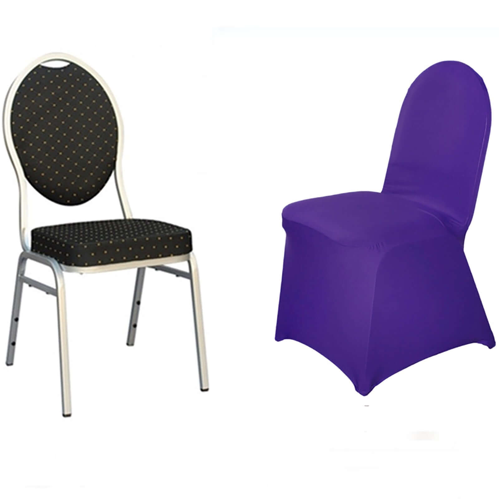 Spandex Chair Cover for Banquet Chairs Purple - Stretch 160GSM Fabric with Slip-On Slipcover