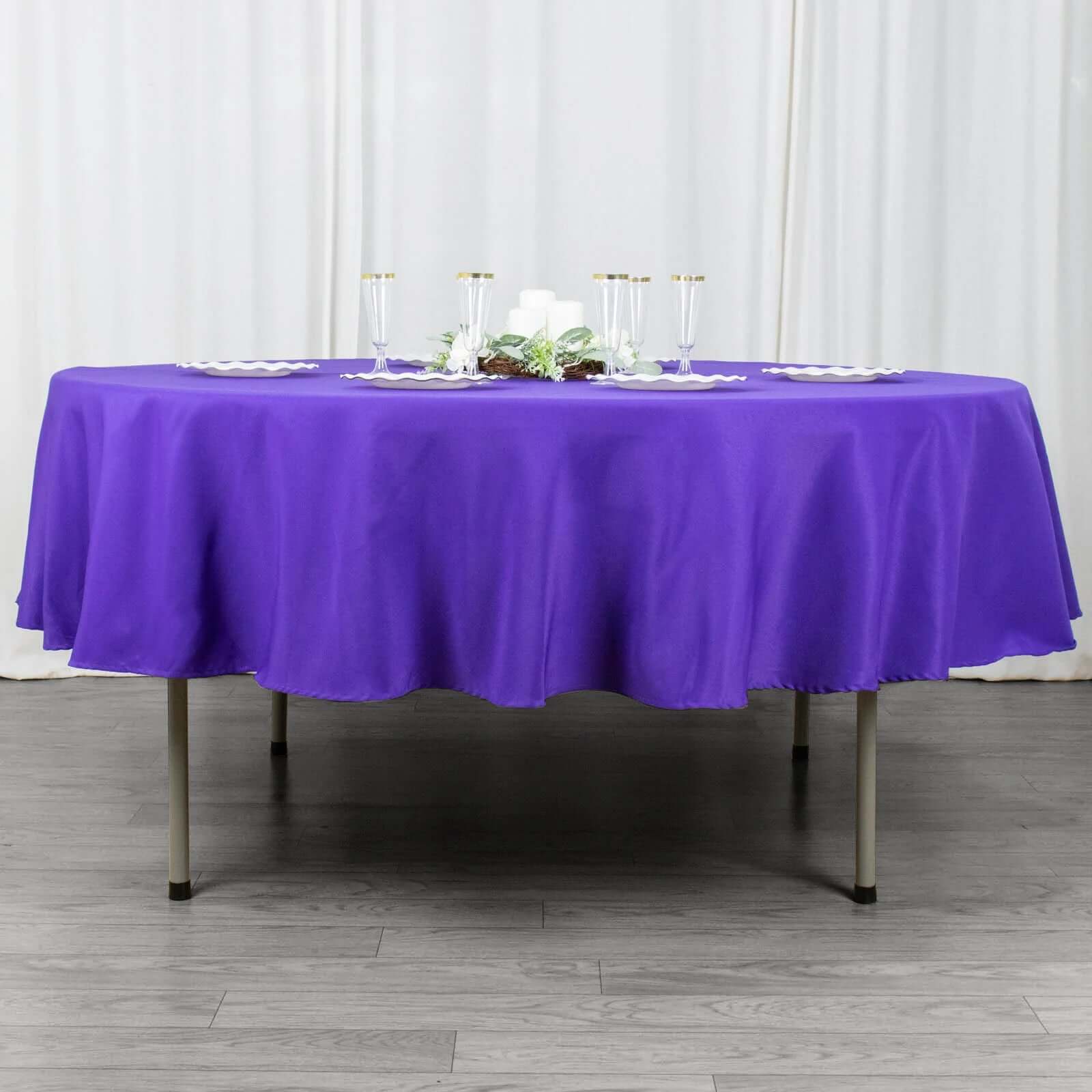 Premium Polyester 90" Round Tablecloth Purple - Stain and Wrinkle-Resistant Design with 220GSM Thickness Table Cover