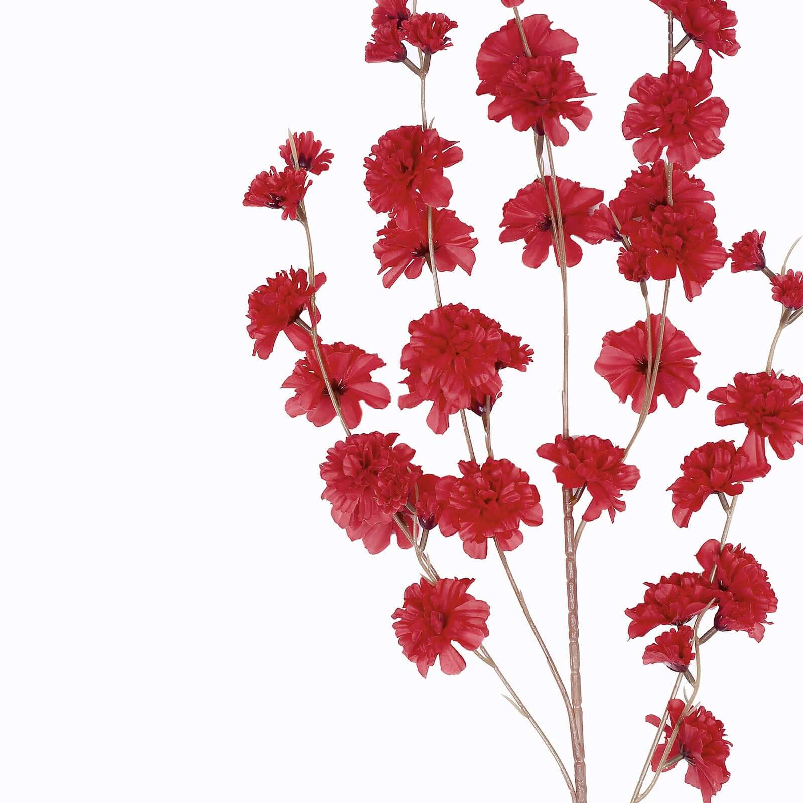 2 Branches 42" Tall Red Artificial Silk Carnation Flower Stems