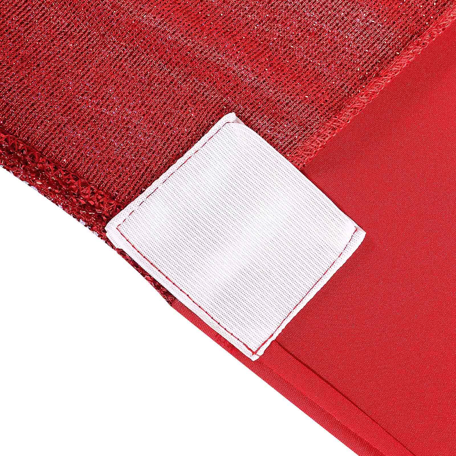 Stretch Spandex Chair Cover Red for Folding Chairs - Metallic Shimmer Tinsel Back Design Fitted Slipcover
