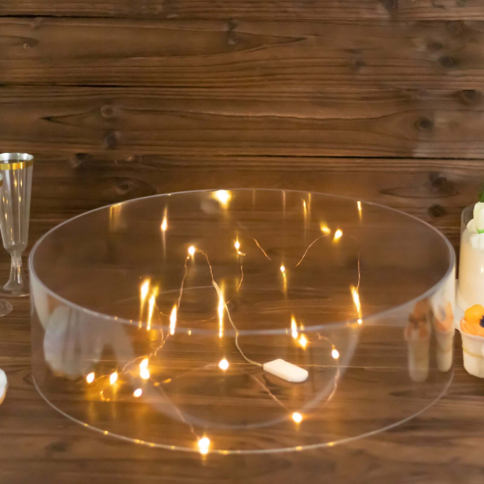 Acrylic Cake Stand Display Box Transparent Clear 18" Round - Decorative Pedestal Riser for Weddings