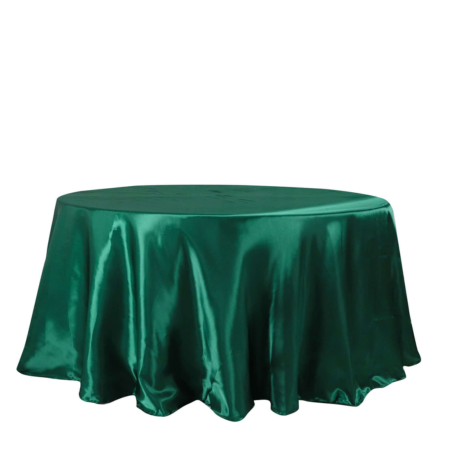 Satin 132" Round Tablecloth Hunter Emerald Green - Stylish Seamless Table Cover