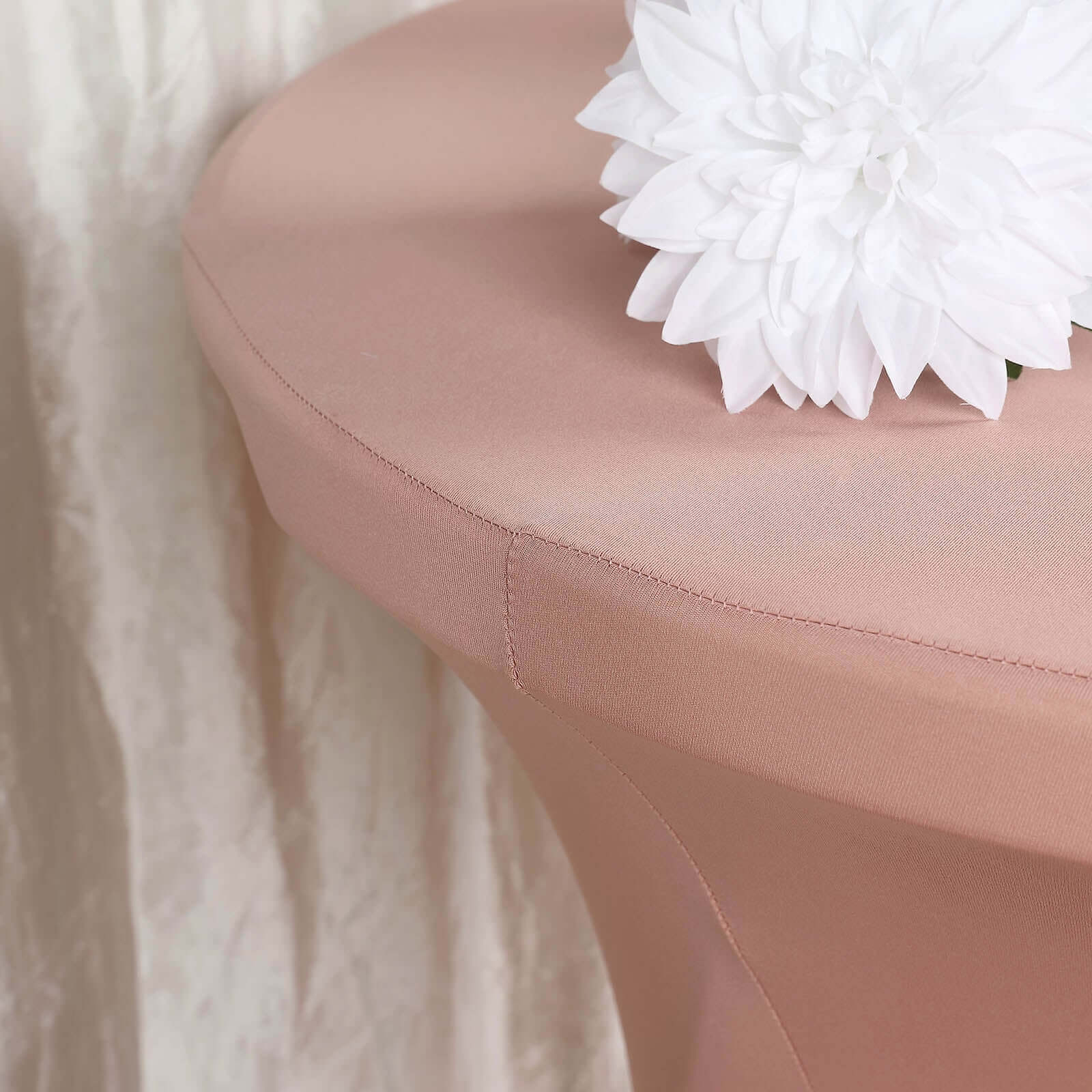 Spandex 24"-32" Round Cocktail Table Cover Dusty Rose - Easy to Maintain Stretch Fitted Highboy Tablecloth