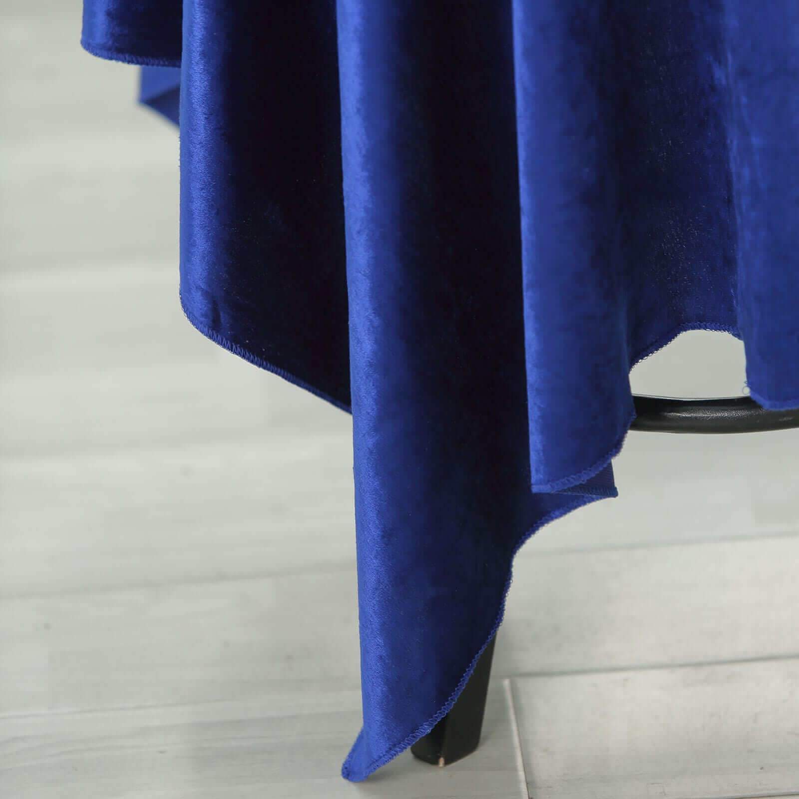 54"x54" Royal Blue Seamless Premium Velvet Square Tablecloth, Reusable Linen