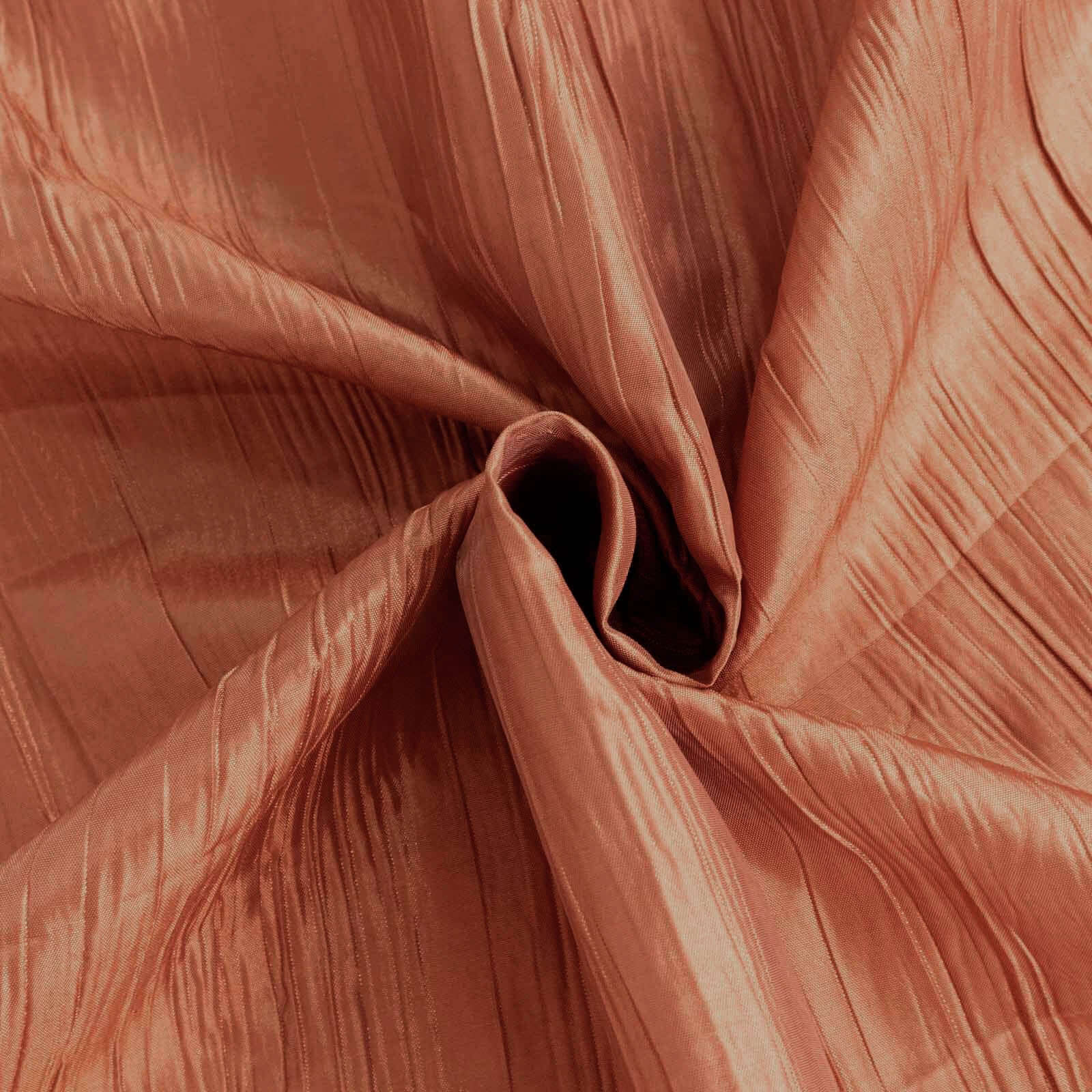 Taffeta 90"x156" Rectangle Tablecloth Terracotta (Rust) - Accordion Crinkle Seamless Table Cover