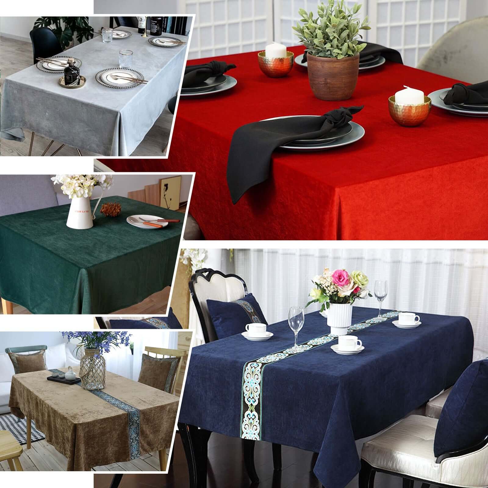 Premium Crushed Velvet 60"x102" Rectangle Tablecloth Sage Green - Reusable Soft Table Cover