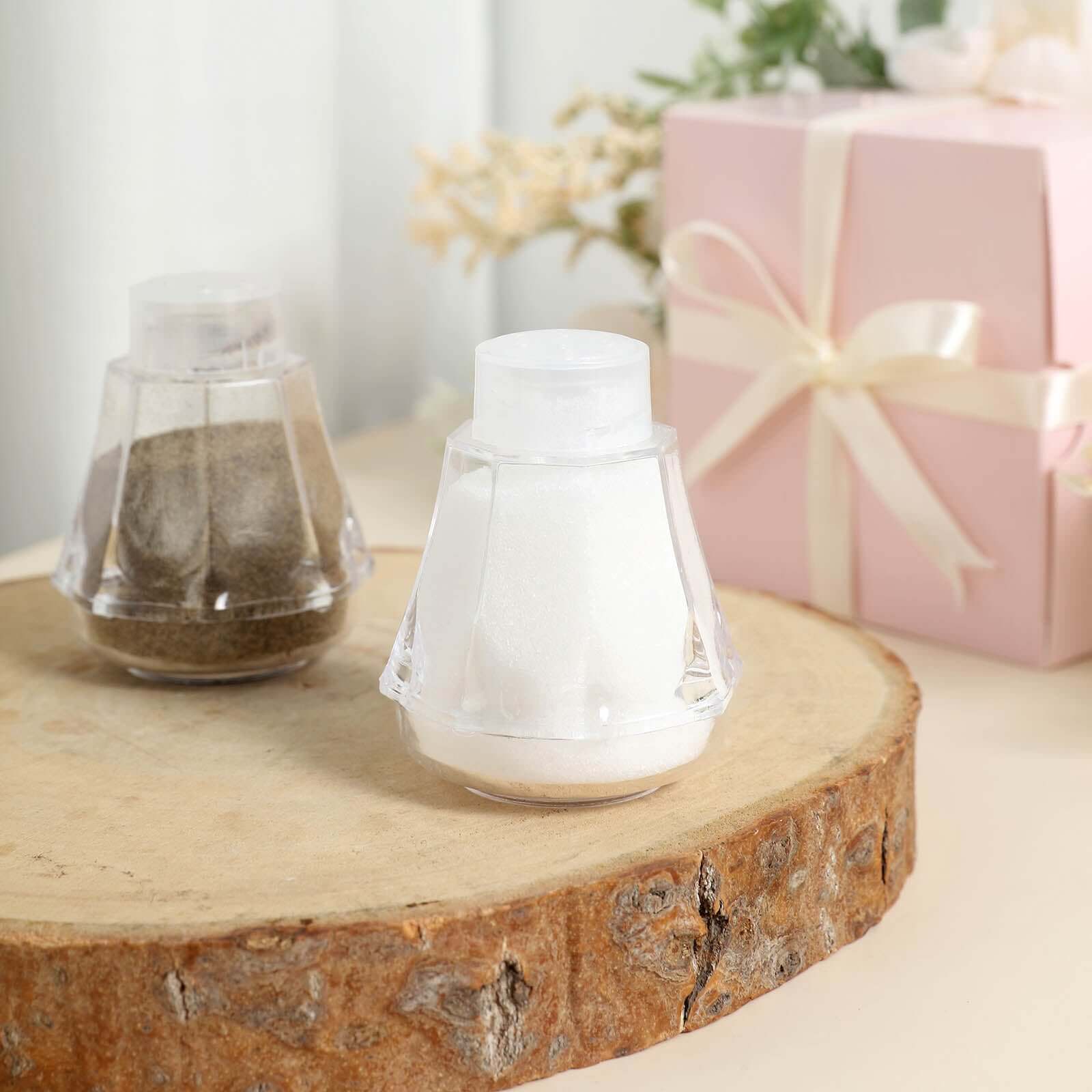 12 Pack 2.5" Clear Plastic Salt and Pepper Shakers Party Favor Gifts