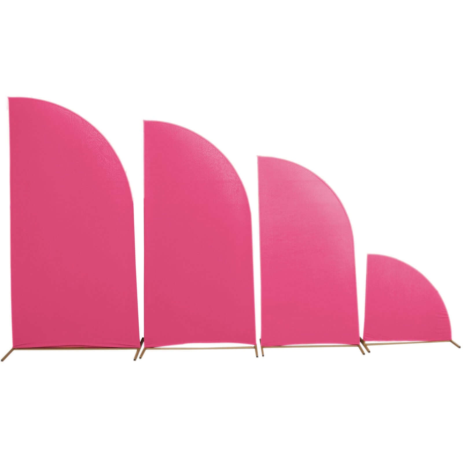 Set of 4 Matte Fuchsia Spandex Half Moon Chiara Backdrop Stand Covers, Custom Fitted Wedding Arch Covers - 2.5ft,5ft,6ft,7ft