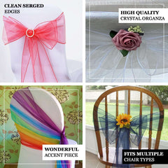 5 Pack Organza Chair Sashes Purple - Reusable Sheer Chair Bows 6"x108"