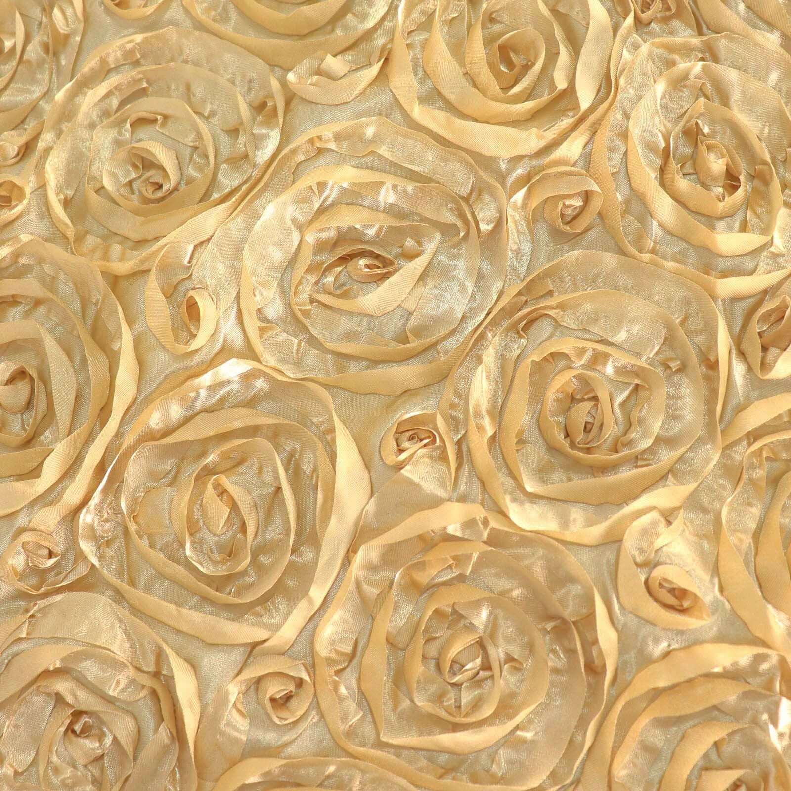 Satin Rosette Chair Cover for Banquet Chairs Champagne - Stretch Fitted Slip-On Slipcover