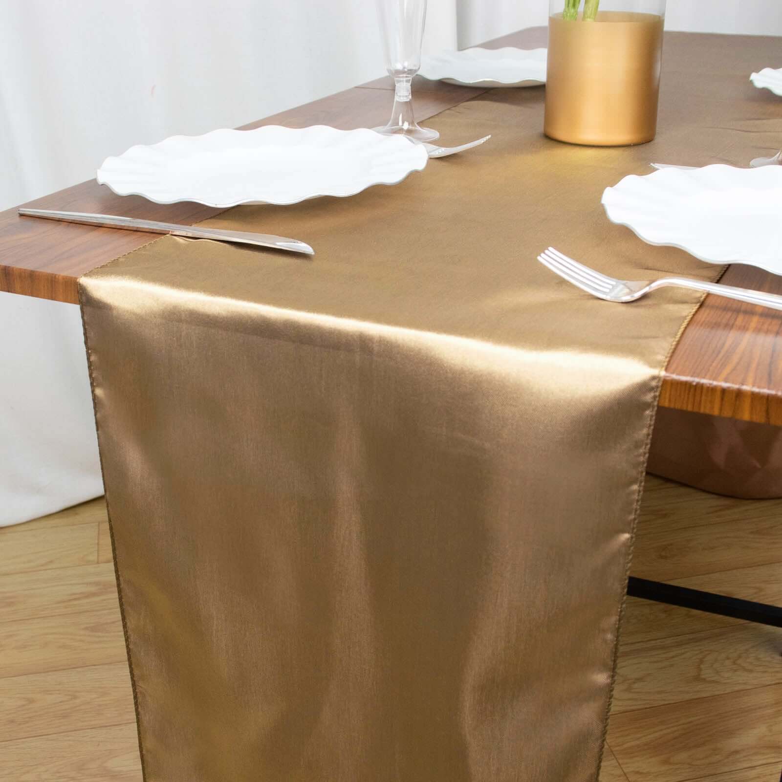 Satin 12"x108" Table Runner Taupe - Stylish Table Linen