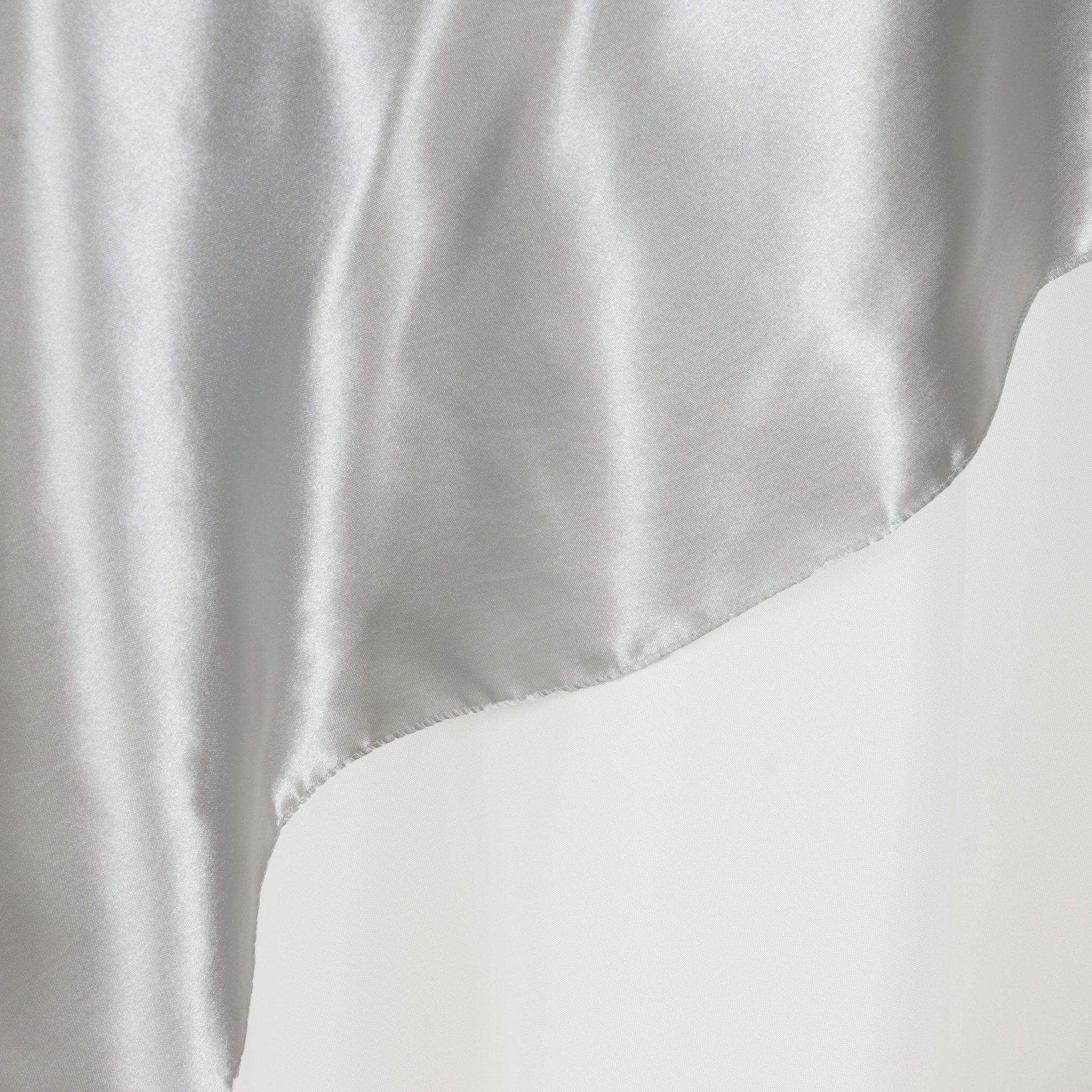 Satin 90"x90" Table Overlay Square Tablecloth Silver - Smooth Finish Table Topper