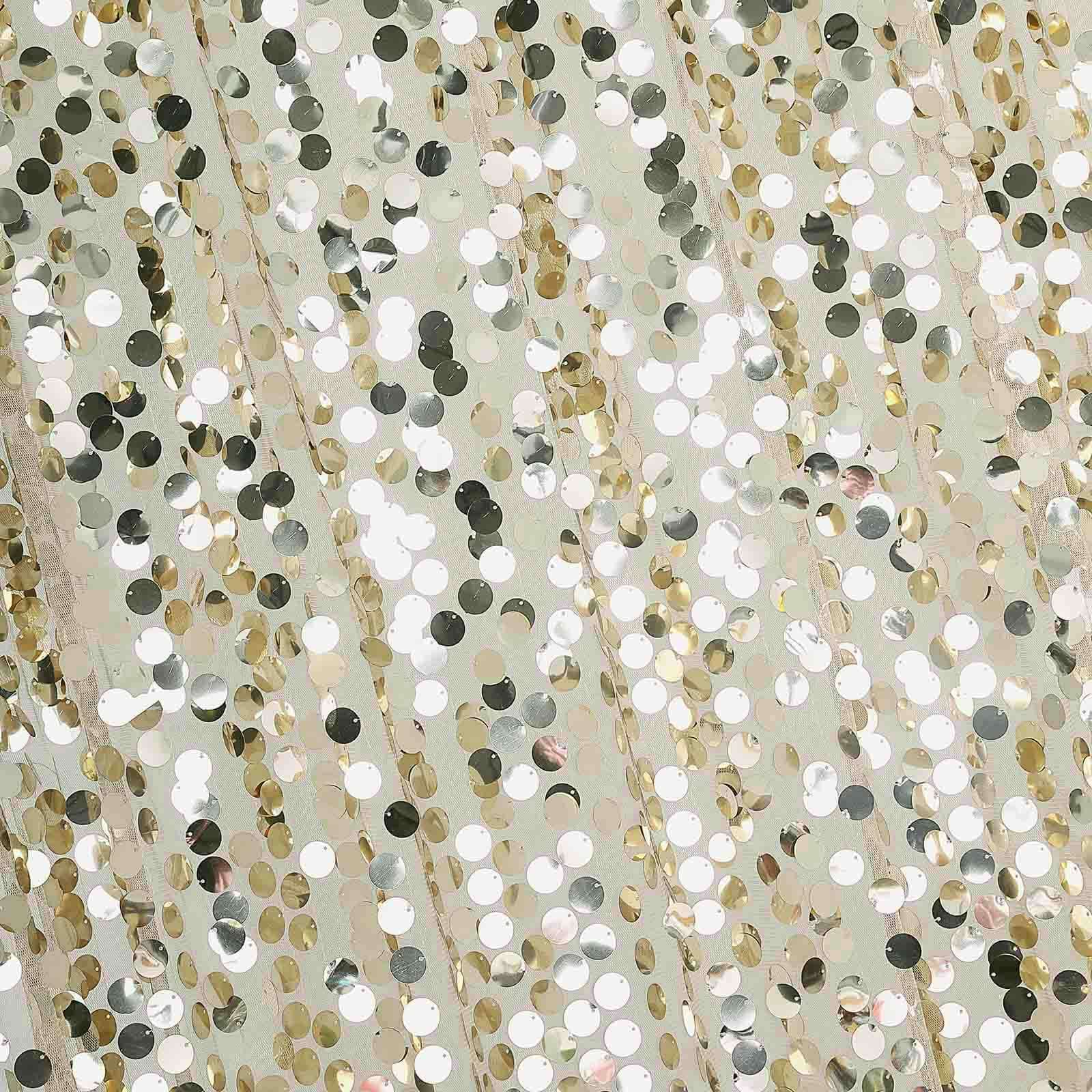 8ftx8ft Champagne Big Payette Sequin Event Curtain Drapes, Backdrop Event Panel