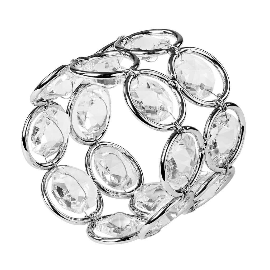 4 Pack Shiny Silver Acrylic Crystal Gem Beaded Napkin Rings