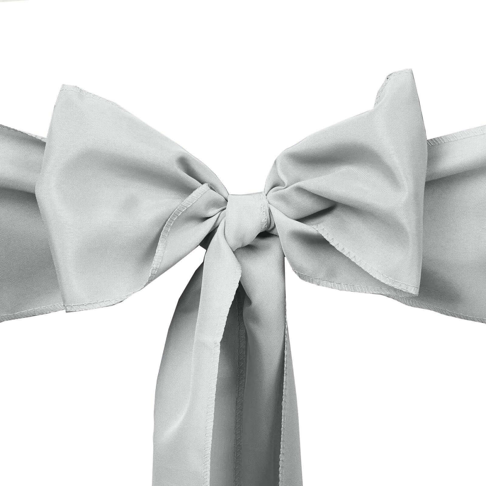 5 Pack Polyester Chair Sashes Silver 6"x108"