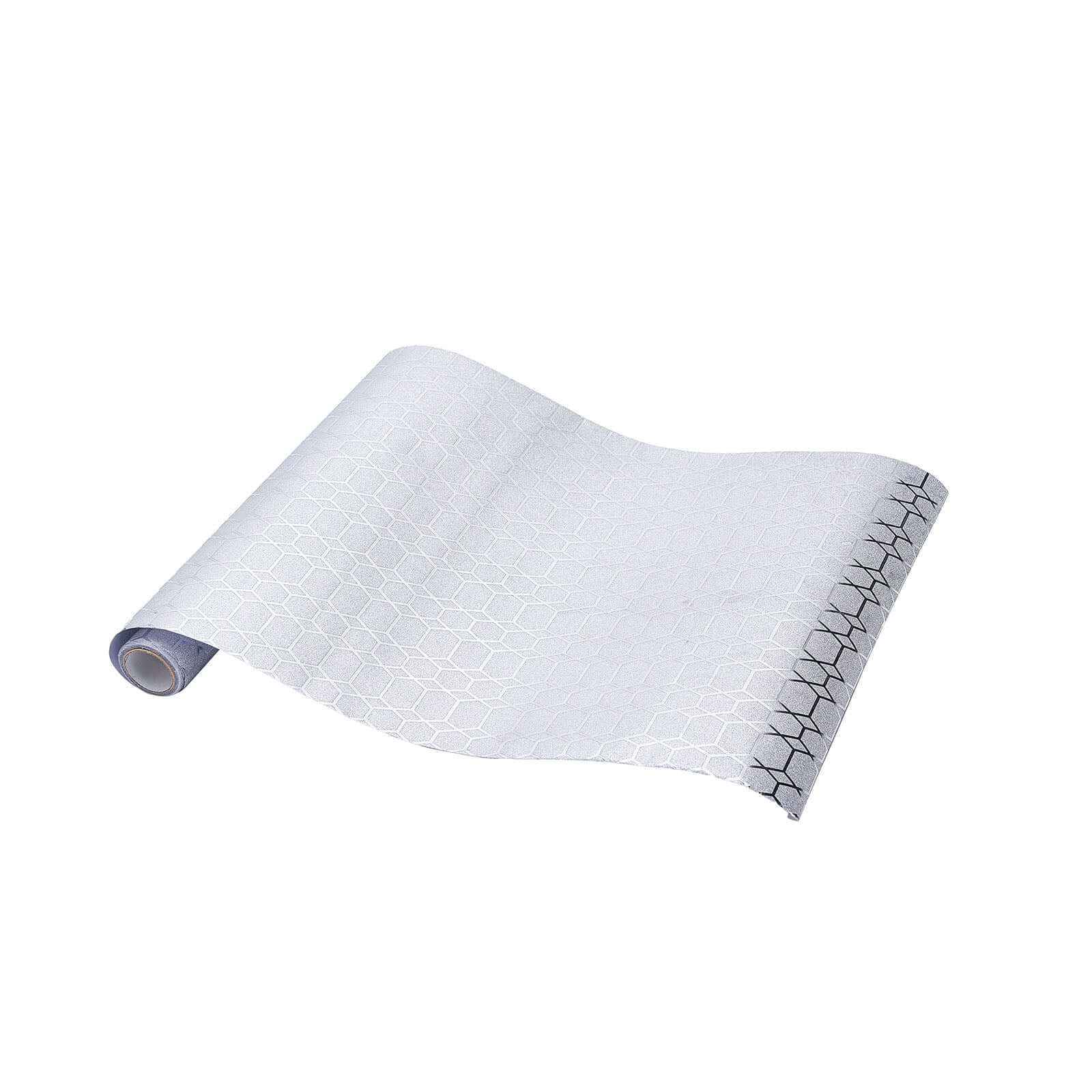 Glitter Paper 9ft Table Runner Roll Silver Disposable Geometric Honeycomb Pattern Table Decor