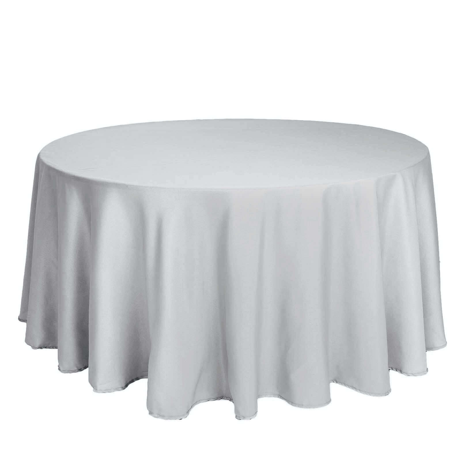 Polyester 120" Round Tablecloth Silver - Seamless Wrinkle-Resistant Table Cover