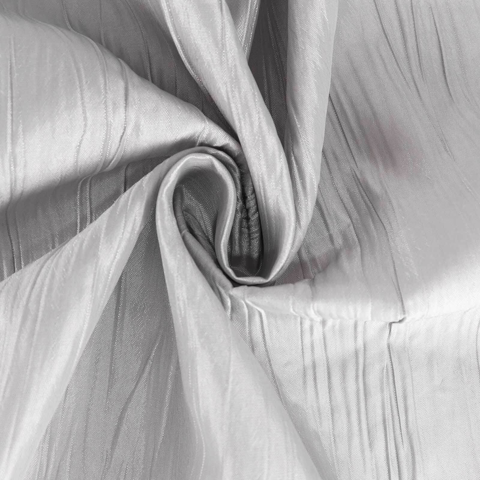 Taffeta 72"x72" Table Overlay Square Tablecloth Silver - Accordion Crinkle Table Cover