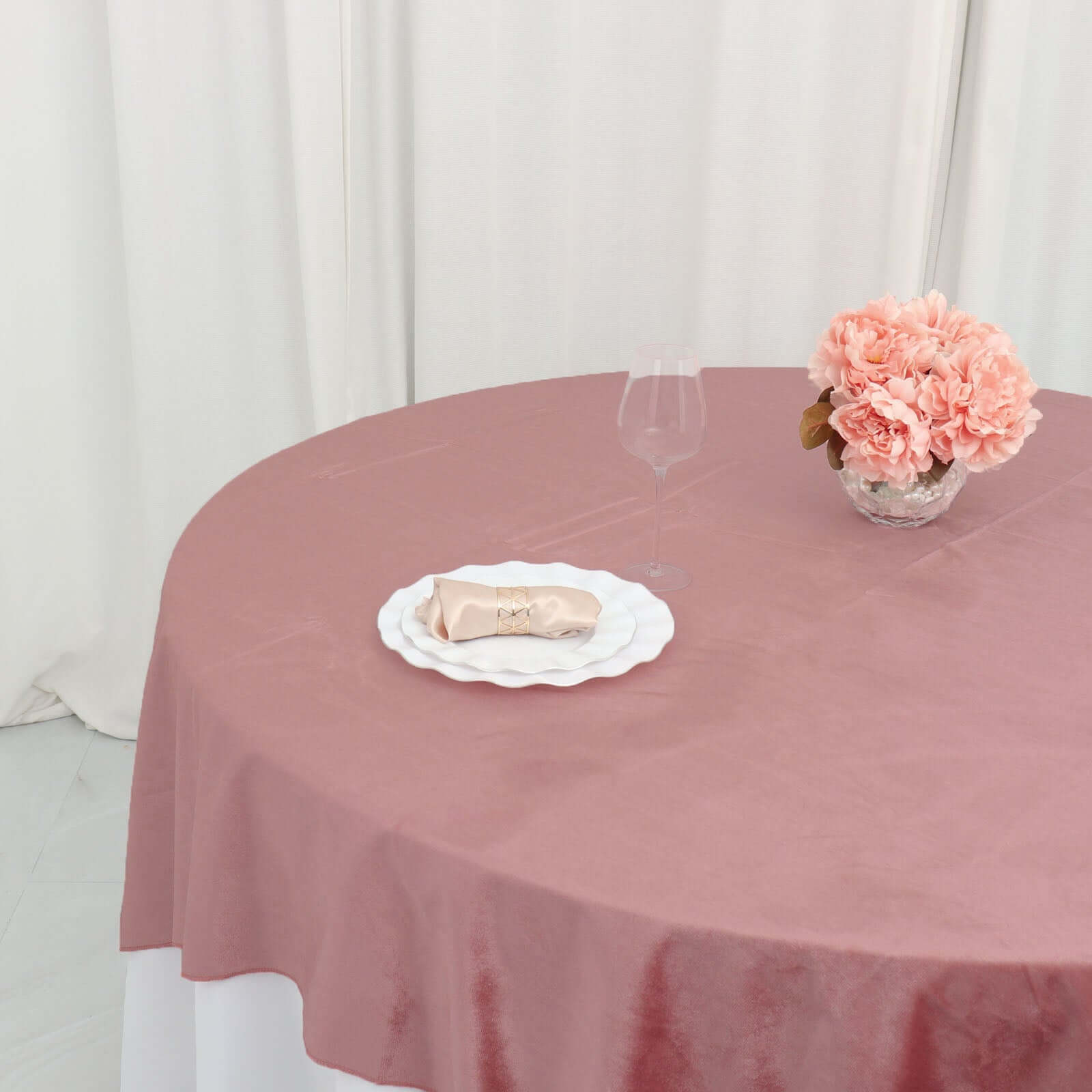 Velvet 72"x72" Table Overlay Square Tablecloth Dusty Rose - Premium Soft Finish Table Topper