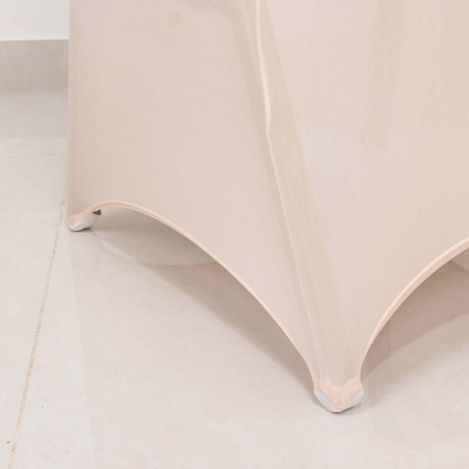 Spandex Chair Cover with Blush Rhinestone Buckled Sash Band Blush - Stretch Fitted Slipcover