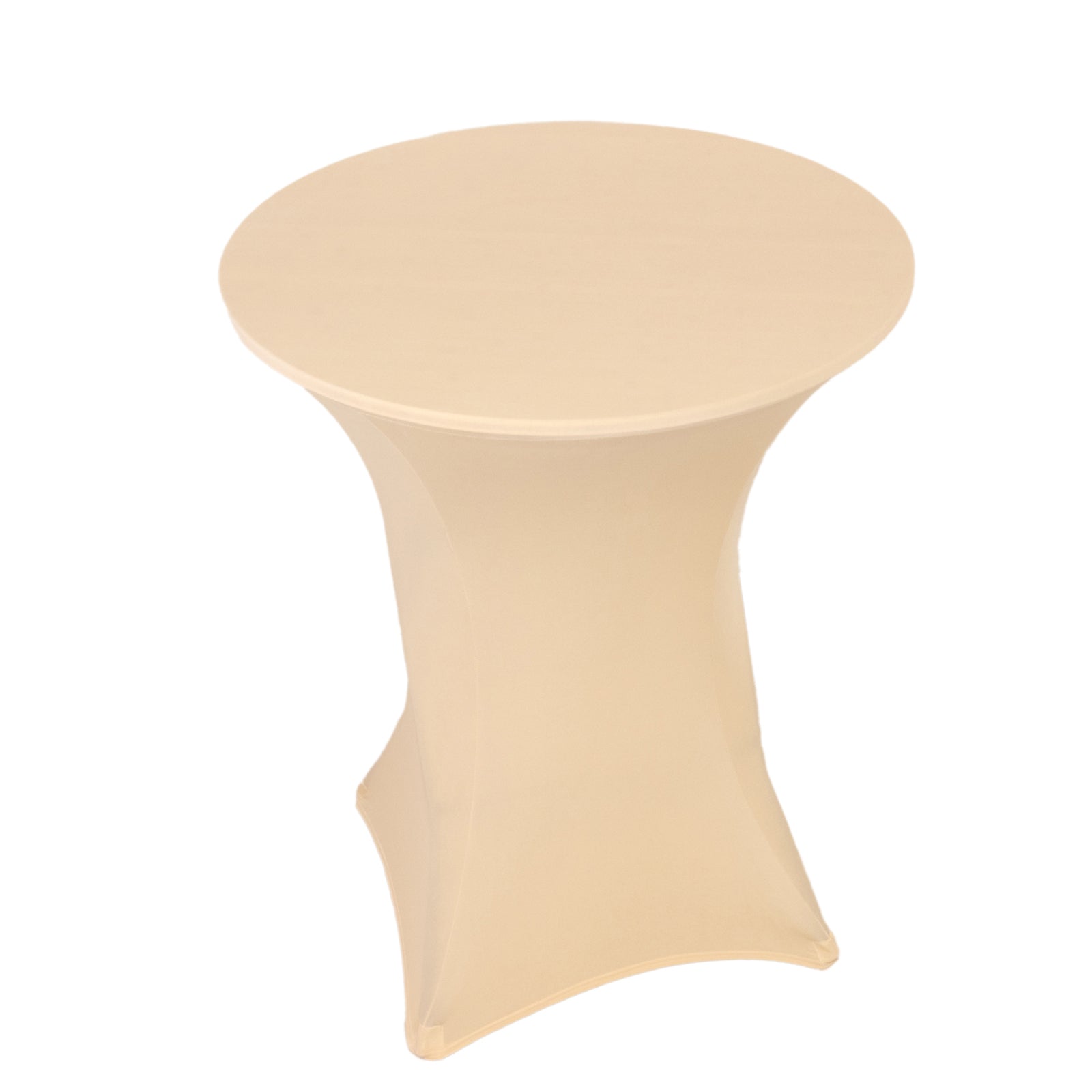 Spandex 33"-36" Round Cocktail Table Cover Beige - Easy to Maintain Stretch Fitted Highboy Tablecloth