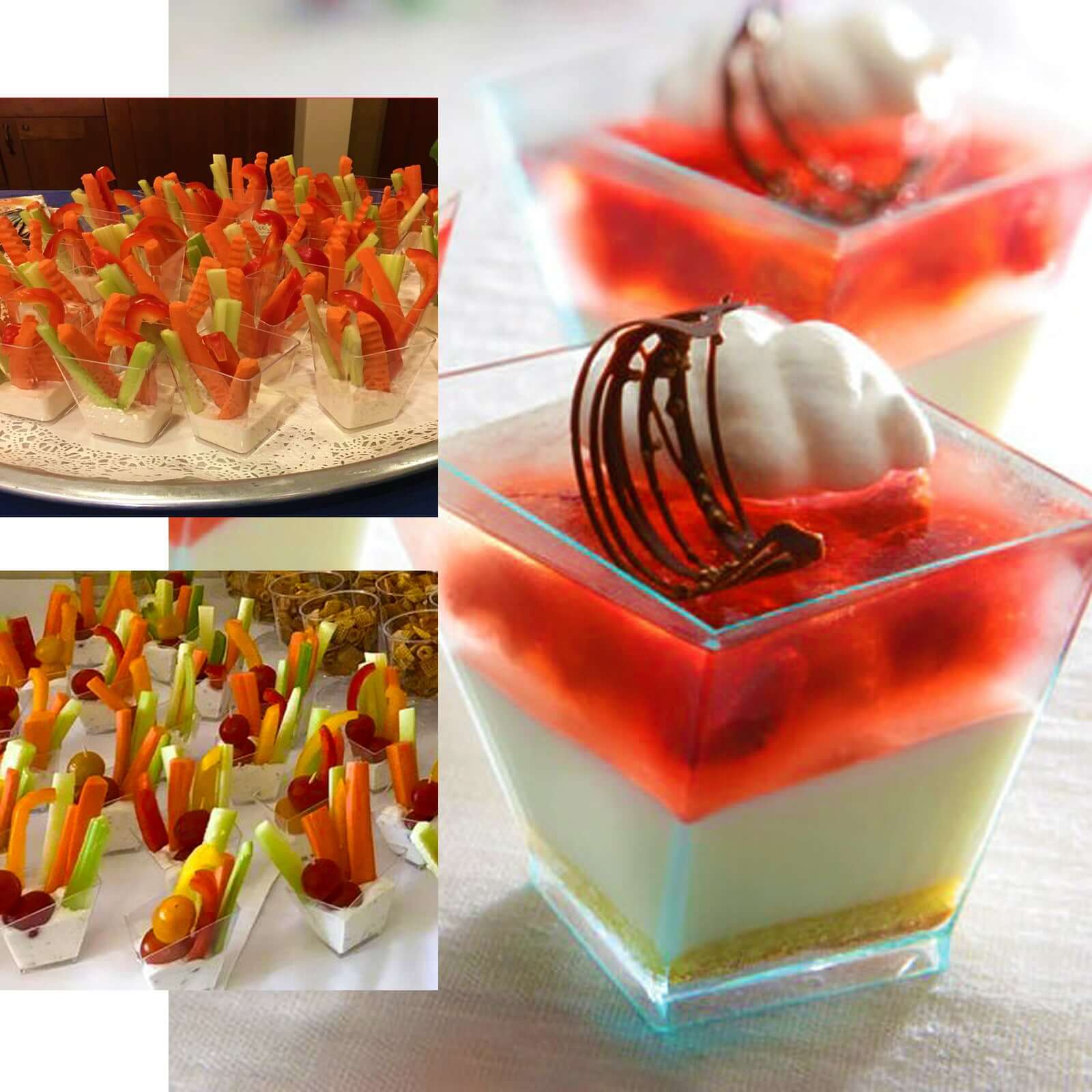 50-Pack Plastic Dessert Cups Square Twist Clear - Durable Disposable Sauce Cups for Parties 2oz